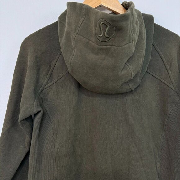 Lululemon‎ Scuba Hoodie Light Cotton Fleece Long Sleeve Full Zip Dark Olive Sz 8 - Picture 5 of 10
